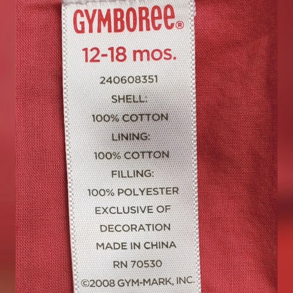 Gymboree Cotton Corduroy Lined Red Dress Size 12-18mos